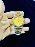 Men Premium Watch Yellow Dial Steel Chain