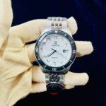 Men Sports Watch White Dial Steel Chain