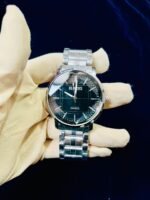 Men Sports Watch Black Dial Steel Chain