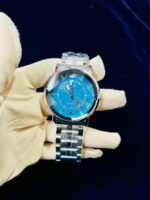 Men Luxury Watch Blue Dial Steel Chain