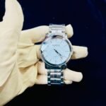 Men Classic Watch White Dial Steel Chain