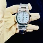 Men Classic Watch White Dial Steel Chain