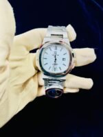 Men Classic Watch White Dial Steel Chain