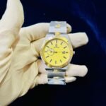 Men Premium Watch Yellow Dial Steel Chain