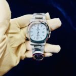 Men Formal Watch White Dial Steel Chain