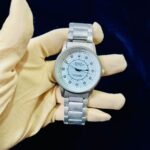 Men Classic Watch White Dial Steel Chain