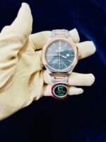Men Stylish Watch Black Dial Rose Gold Case