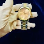 Men Classic Watch Gold Dial Steel Chain
