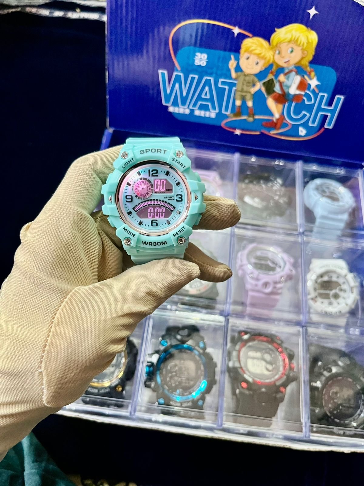 WhatsApp-Image-2025-12-22-at-9.08.16-PM.jpeg Kids LED 7 Light Date Time Watch 12 Color Collection - Image 1